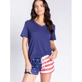 Pj Salvage Pantalon de pyjama ' Rad White & Blue ' bleu / rouge / blanc