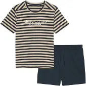 Marc O'Polo Pyjama long beige / bleu marine