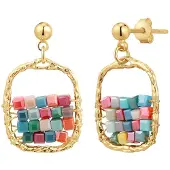 Yokoamii Boucles d'oreilles turquoise / or / menthe / rose