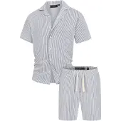 INDICODE JEANS Pyjama court 'Lino' marine / blanc