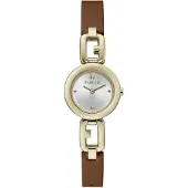 Furla Montre à affichage analogique '' marron / or / argent