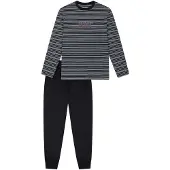 Schiesser Pyjama bleu marine / éosine / blanc