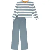 Schiesser Pyjama bleu-gris / orange / blanc
