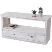 Mendler Table basse de salon, meuble bas, commode, 1 tiroir, shabby chic, vintage, blanc