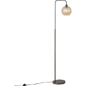 QAZQA Lampadaire Art Déco bronze foncé avec verre ambré - Sandra