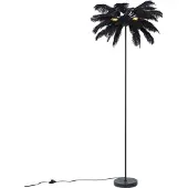 QAZQA Lampadaire Art Déco Noir avec Plumes Noires - Peahen