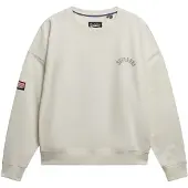 Superdry pour femme. W2012446A Athletic - Sweat-shirt ras du cou imprimé et décontracté - blanc cassé (XS), Beige, Casuel, Coton