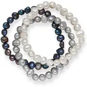 Valero Pearls Bracelet bleu foncé / gris / blanc