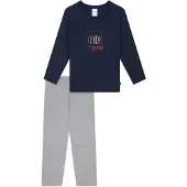 Schiesser Pyjama ' Nightwear' bleu foncé / gris clair / rouge