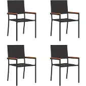 vidaXL Chaises de jardin empilables, lot de 4, noir et marron, 54 x 56 x 90 cm