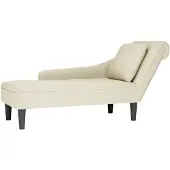 vidaXL Chaise longue avec coussin et accoudoir droit Crème Velours