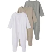 TWO SOON Pyjama beige / gris chiné / blanc