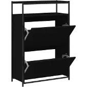 vidaXL Armoire à chaussures noir 75x34x112 cm bois d'ingénierie