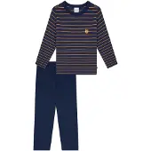 Schiesser Pyjama 'Nightwear' bleu marine / curry