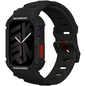 Skinarma Band+Case Mecha 2in1 Apple Watch 45/44mm black (Plastique, Silicone, TPU), Sangles de montre, Noir