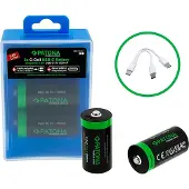 PATONA , lot de 2 piles rechargeables LR14 (Baby C), Premium, 3,5 Wh, avec connecteur USB-C et câble de charge