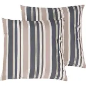 Beliani Lot de 2 coussins d'extérieur rayés bleu et beige, 40 x 40 cm, avec fermeture éclair, style moderne