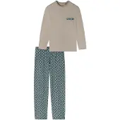 Schiesser Pyjama long 'Comfort Nightwear' noisette / pétrole