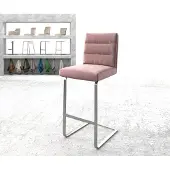 DELIFE Chaise-de-bar Pela-Flex velours rosé chaise cantilever acier plat inoxydable