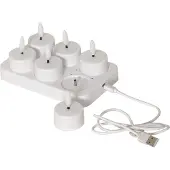 Star Trading Lot de 6 bougies chauffe-plat LED Flamme Charge, Blanc (6x)
