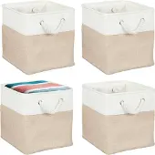 Relaxdays Aufbewahrungskorb Leinen im 4er Set (28 cm, 4x)
