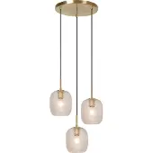 Lucide ALICENT – Suspension – Diamètre : 35 cm – 3 ampoules E27 – Finition : Or mat / Laiton