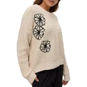 Vero Moda Pull-over oversize 'LAURA' beige / noir