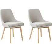Beliani Ensemble de 2 chaises de salle à manger gris clair tissu polyester pieds en bois assise rembourrée