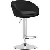 Leobert Tabouret De Bar - - East - Velours Noir/Base Chromée - 53 X 46 X 81-103 Cm