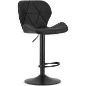 Leobert Tabouret De Bar - - West - Simili Cuir Noir/Base Noire - 46 X 48,5 X 90-111 Cm