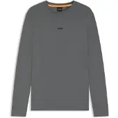 BOSS T-shirt en coton stretch à manches longues et logo imprimé