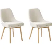 Beliani Ensemble de 2 chaises de salle à manger beige clair tissu polyester pieds en bois assise rembourrée