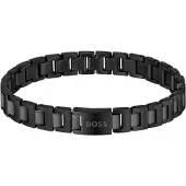 HUGO BOSS Bracelet à maillons plaqués noir avec fermoir logoté