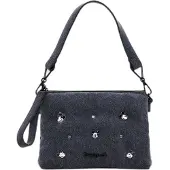 Desigual Elégant sac gris pour femme avec rivets Mickey et sangles polyvalentes