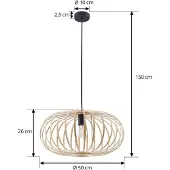 LINDBY Suspension , Lielle, dimmable, Bois, Salle à manger, Bambou, Rustique