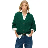 Superdry Femme Cardigan Col V Épais Green Taille: 44