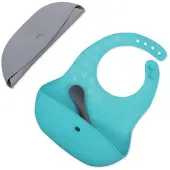 Bblüv Pöket bavoir avec une cuillère Grey/Aqua 2 pcs