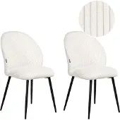 Beliani Lot de 2 chaises de salle à manger en velours côtelé blanc crème sans accoudoirs pieds en métal style moderne cuisine salle à manger