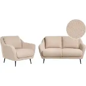 Beliani Ensemble De Salon 3 Places Eiby Bouclé Beige