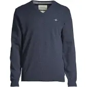 Gant pour homme. 87212 Pull-over à col en V en laine de mouton très fine de couleur marine (3XL), Casuel