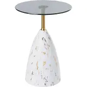 Beliani Table D'appoint Wabby Verre De Sécurité Marbre Blanc