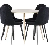 Ebuy24 Plaza ensemble pour salle à manger table Ø100cm et 4 chaises teddy whitewash.