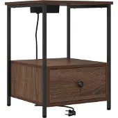 vidaXL Table de nuit avec station de chargement Chêne marron