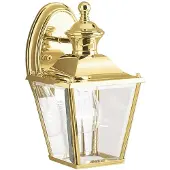 Kichler Applique d'extérieur Bay Shore en laiton poli, 1xE27x60W, laiton, dimensions : 26,3 x 14,7 x 17 cm, IP44,