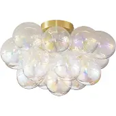 QAZQA Plafonnier design laiton avec verre arc-en-ciel 4 lumières - Uvas