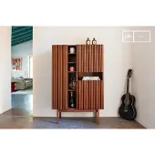 PIB Buffet haut en bois teinte noyer Pillar