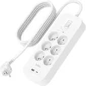 Belkin Parafoudre 6 Prises 2 Mètres USB-C Blanc