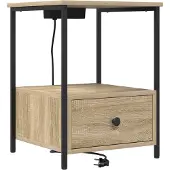 vidaXL Table de nuit avec station de chargement Chêne sonoma