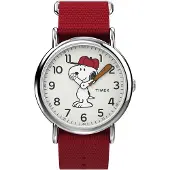 Timex Montre à affichage analogique 'Peanuts Snoopy' gris argenté / rouge / noir / blanc