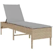 vidaXL Bain de soleil avec support beige 55x200x44 cm Poly rotin